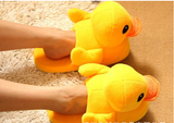 Women Warm Indoor Cute Yellow Duck Soft Short Furry Plush Slippers