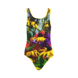 Picturesque Flowers Vest One Piece Swimsuit (Model S04)