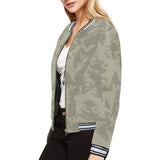 Eagle Taupe Gray All Over Print Bomber Jacket for Women (Model H21)