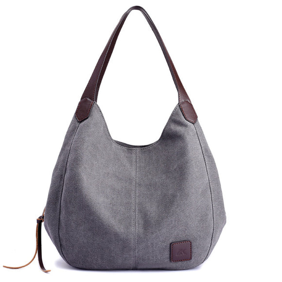 Piler Large Women Handbag Canvas Zipper Pockets Luxury Shoulder Bag