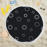 Black Polka Dots Circular Beach Shawl 59"x 59"