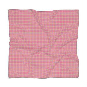 Pink Purple Plaid Poly Scarf