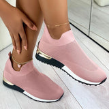 Women Elastic Slip-on Flat Shoes Mesh Upper Breathable Sneakers