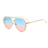 Personality Pearl Women Driving Ocean Sheet Sunglasses