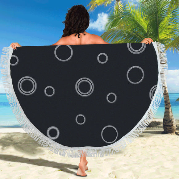 Black Polka Dots Circular Beach Shawl 59