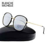 Blanche Michelle Square Polarized Women Designer UV400 Gold Frame Mirror Sunglasses