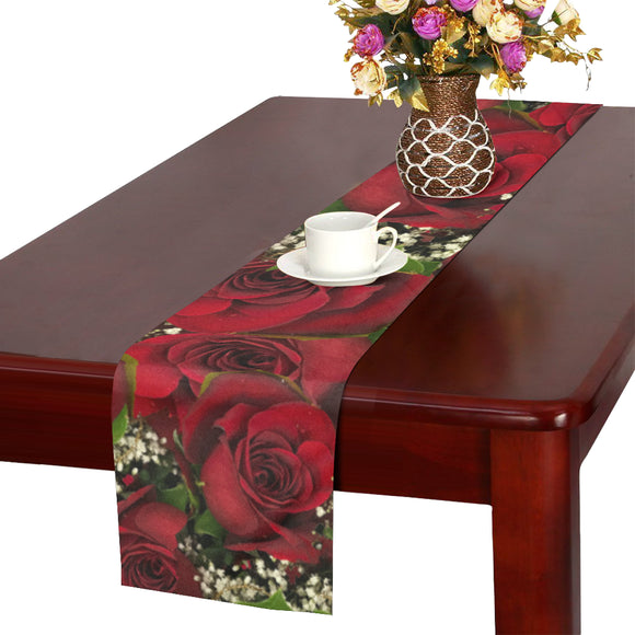 Carmine Roses Table Runner 14x72 inch