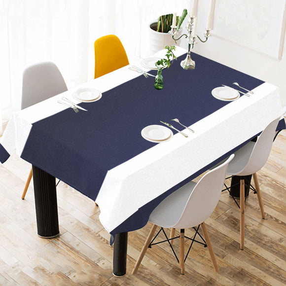 Blue White Stripes Cotton Linen Tablecloth 52