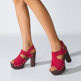 Women's Thick High Heel All-Match Solid Color Fish Mouth Sandals