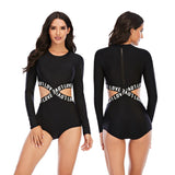 Women Diving One Piece Swimsuit Print Long Sleeve Women Swimwear Surfing Rashguard