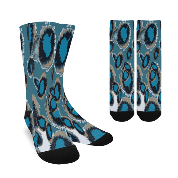 Bluish Smudge Spots Custom Socks for Women