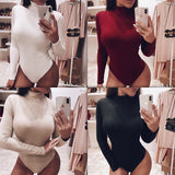 Women Cryptographic Turtleneck Long Sleeve Stretch Solid Bodysuit