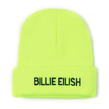 Women's Embroidery Billie Eilish Beanie Hat Knitted Warm Solid Hip-Hop Cuffed Bonnet