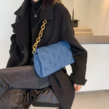 Women Shoulder Quality Thick Metal Chain Purse Handbag Clutch