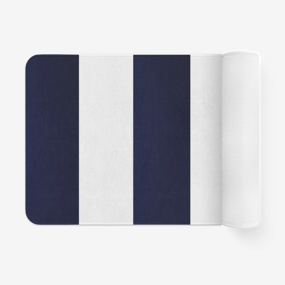 Blue White Stripes Microfiber Chevron Non-Slip Soft Kitchen Mat Bath Rug Doormat