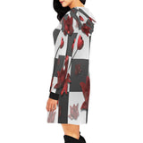 Burnt Crimson Flora All Over Print Hoodie Mini Dress (Model H27)