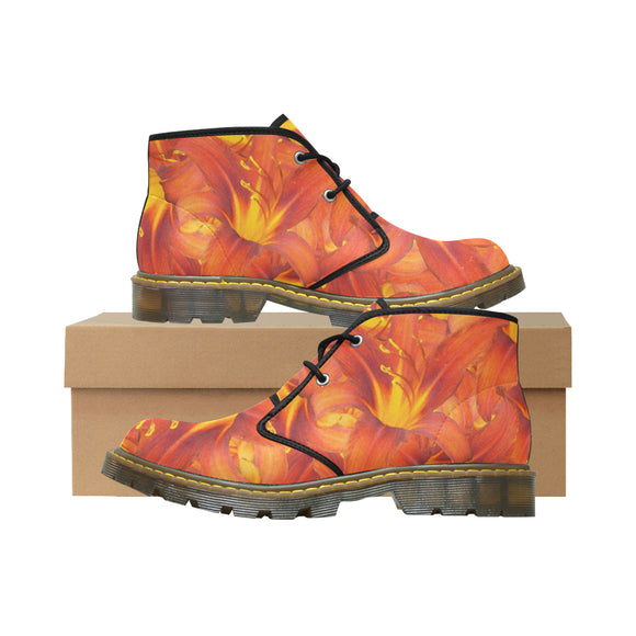 Orange Daylilies Women's Nubuck Chukka Boots (Model 2402)