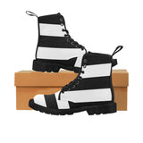 Black White Stripes Martin Boots for Women (Black) (Model 1203H)