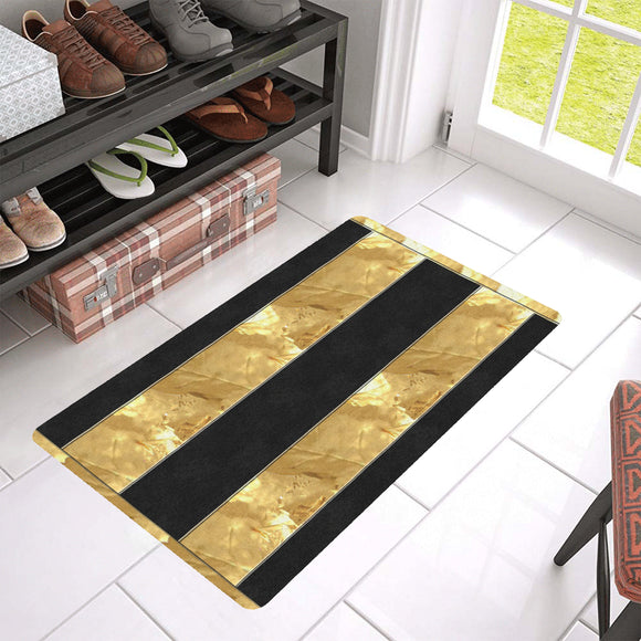 Black Gold Stripes Doormat 30