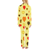 Hearts Pattern Women's Long Pajama Set (Sets 02)