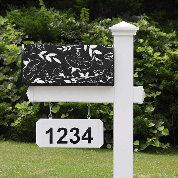 Black White Flora Mailbox Cover