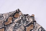Women Snake Print Turtleneck Long Sleeve Bodycon Dress