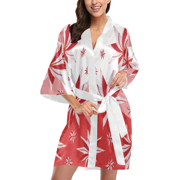 Reddish Cardinal Stars Kimono Robe