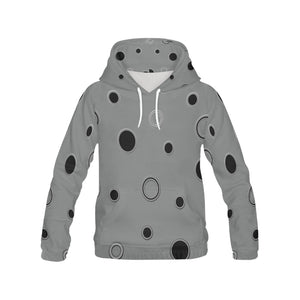 Black Polka Dots All Over Print Hoodie for Women (USA Size) (Model H13)