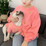Smile Face Matching Outfits Dog Coat Women Hoodie Top
