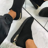 Women Elastic Slip-on Flat Shoes Mesh Upper Breathable Sneakers