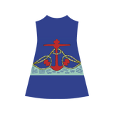 Nautical Red Anchor Alcestis Slip Dress (Model D05)