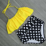 Women's Two Piece Bikini Set Double Ruffle Swimwear