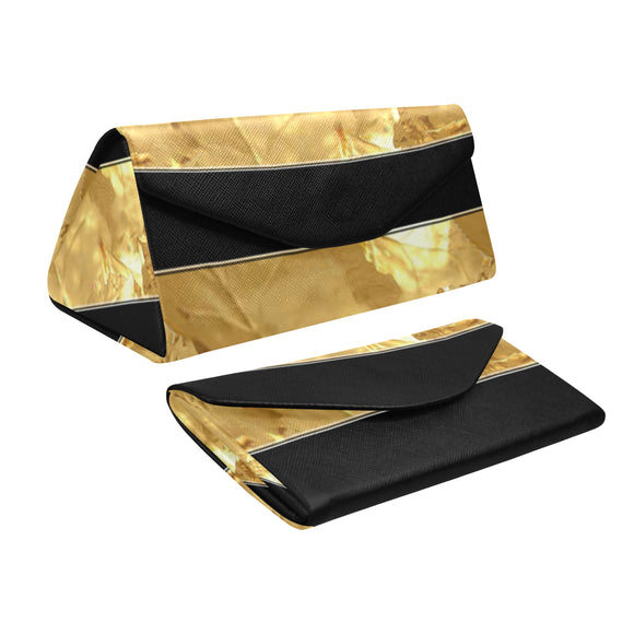Black Gold Stripes Custom Foldable Glasses Case