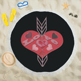 Arrow Through Love Hearts Circular Beach Shawl 59"x 59"