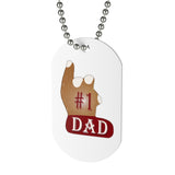 Red White #1 Dad Finger Points Up Dog Tag