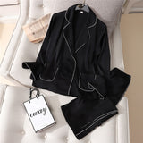 Women Sleepwear Two-Piece Faux Silk Satin Pajamas Set