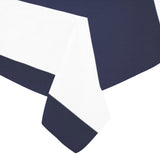 Blue White Stripes Cotton Linen Tablecloth 52"x 70"