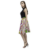 Digitalis Purpurea Flora Melete Pleated Midi Skirt (Model D15)
