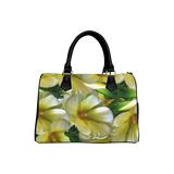 Elegant in Cream Flowers Boston Handbag (Model 1621)