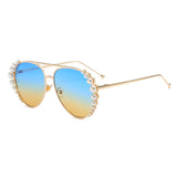 Personality Pearl Women Driving Ocean Sheet Sunglasses