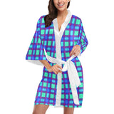 Bluish Plaid Kimono Robe