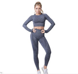 Women Vital Seamless Fitness Leggings Cropped Shirt Sport Suit Set