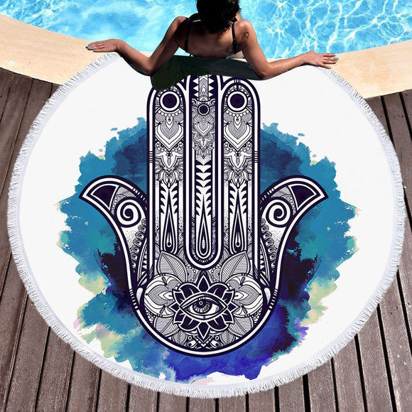 3D Printing Palm Round Bohemian Towel Tapestry Blanket