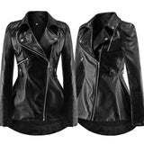 Women's PU Leather Long-Sleeved Swallowtail Wind Ruffled Jacket