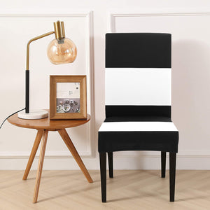 Black White Stripes Chair Cover (Pack of 4)