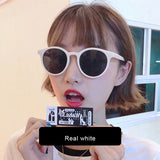 Retro Unisex Round Box Cream Sunglasses Small Frame Wild Style