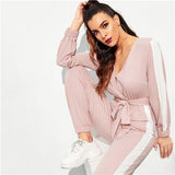 Pink Off One-Shoulder Strapless Long-Sleeved Jumpsuit Trousers