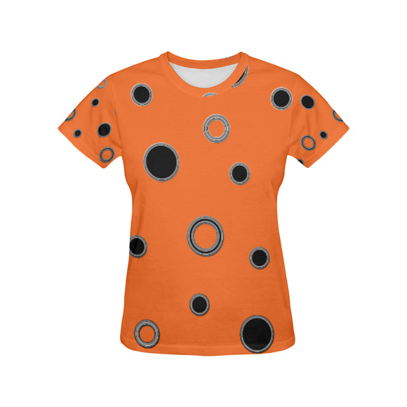 Black Polka Dots All Over Print T-Shirt for Women (USA Size) (Model T40)