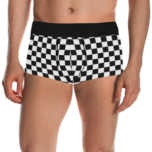 Black White Checkers Men's All Over Print Boxer Briefs/Short Size (Model L22)