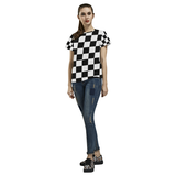 Black White Checkers All Over Print T-Shirt for Women (USA Size) (Model T40)